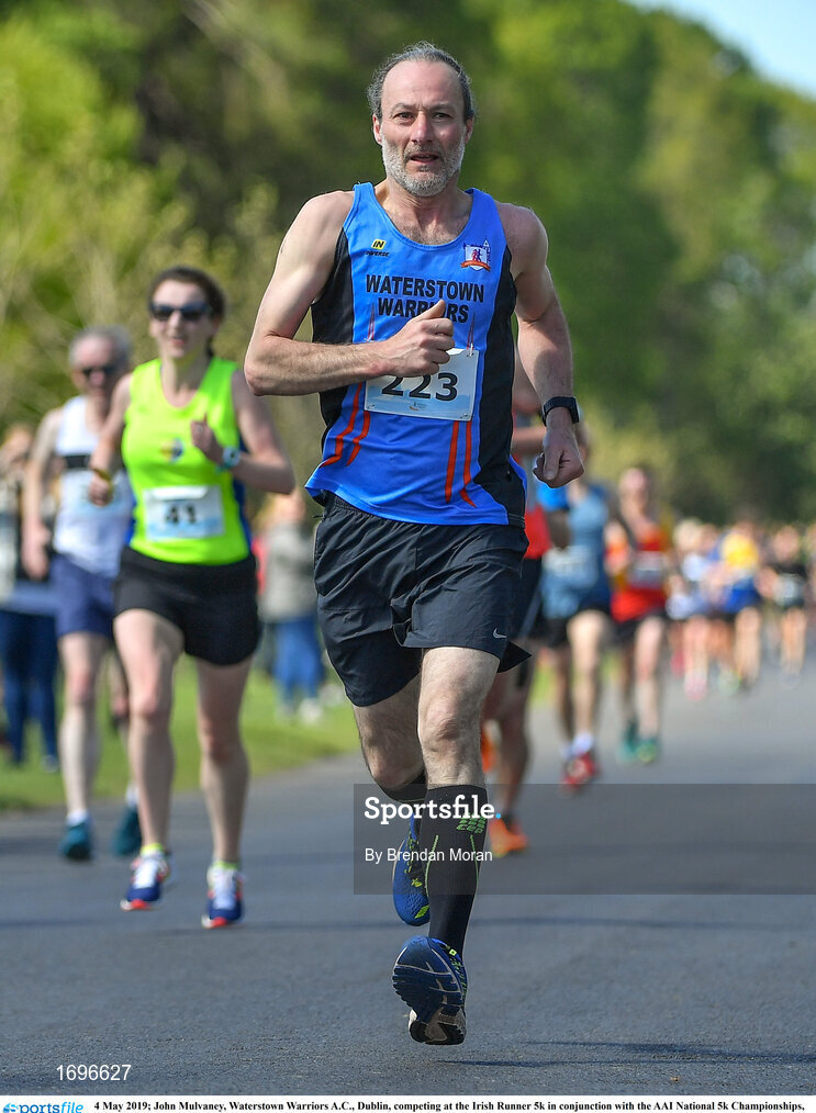 4 May 2019; John Mulvaney, Waterstown Warriors A.C., Dublin, competing at the Irish Runner 5k in conjunction with the AAI National 5k Championships, Phoenix Park in Dublin. Photo by Brendan Moran/Sportsfile