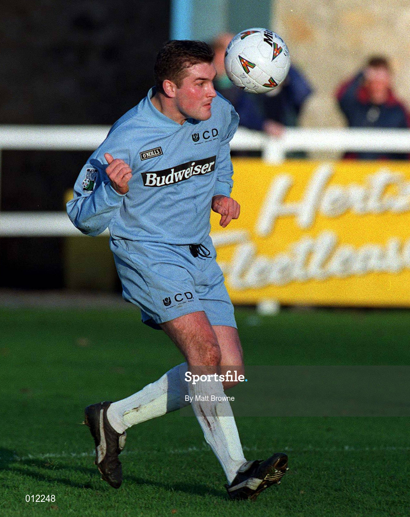 16 November 1997; Damien Bolger of UCD during the Harp Lager National League Premier Division match between UCD and Bohemians at Belfield Park in Dublin. Photo by Matt Browne/Sportsfile