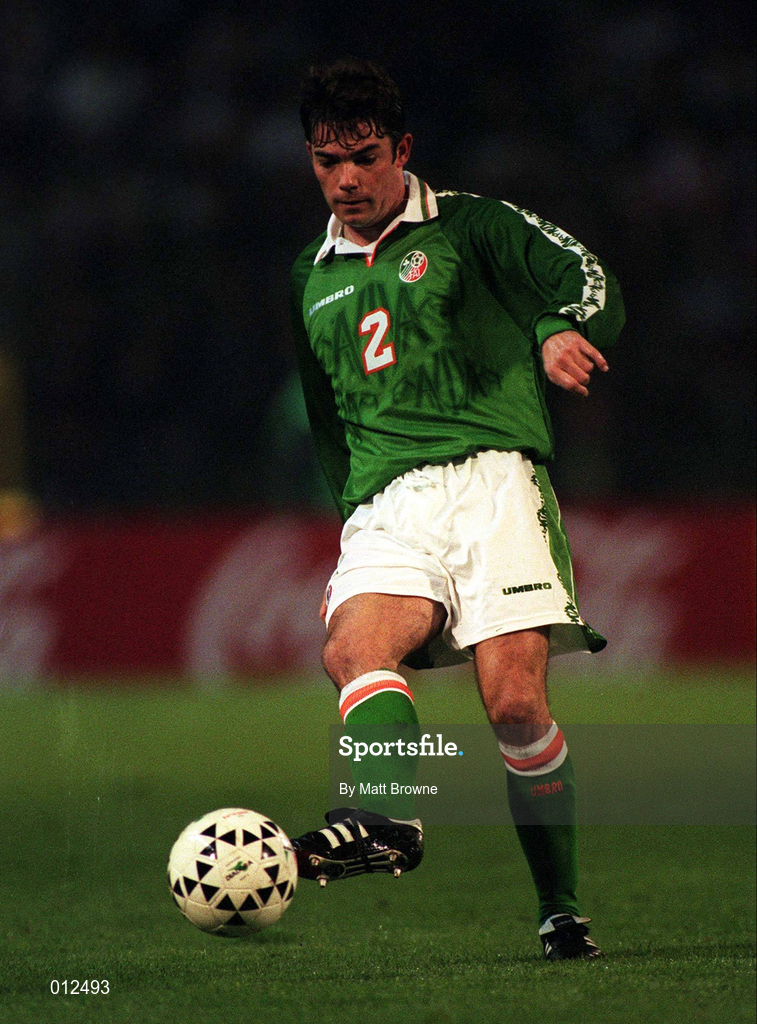 15 November 1997; Jeff Kenna of Republic of Ireland during the  FIFA World Cup Play-Off Second Leg match between Belgium and Republic of Ireland at Hysel Stadium in Brussels, Belgium. Photo by Matt Browne/Sportsfile