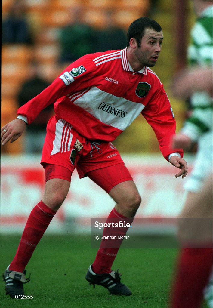 9 November 1997; Kelvin Flanagan of Cork City during the Harp Lager National League Premier Division match between Shamrock Rovers and Cork City at Tolka Park in Dublin. Photo by Brendan Moran/Sportsfile