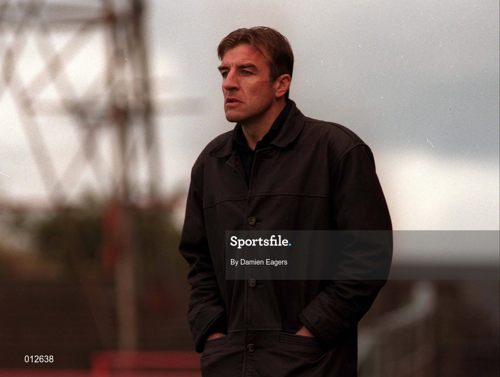 12 October 1997; Drogheda United manager Martin Lawlor during the Harp Lager National League Premier Division match between Bohemians and Drogheda United at Dalymount Park in Dublin. Photo by Damien Eagers/Sportsfile