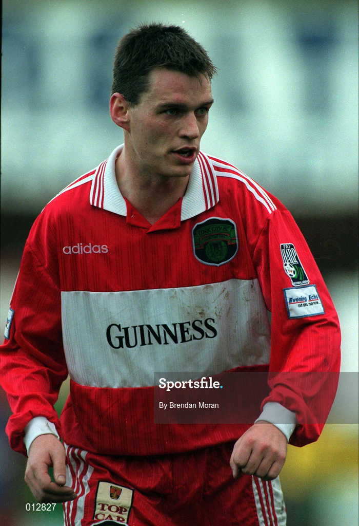 9 November 1997; Stephen Napier of Cork City during the Harp Lager National League Premier Division match between Shamrock Rovers and Cork City at Tolka Park in Dublin. Photo by Brendan Moran/Sportsfile