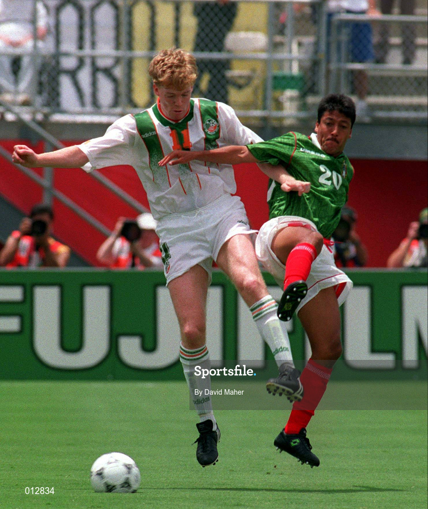 24 June 1994; Steve Staunton of Republic of Ireland during the FIFA World Cup 1994 Group E match between Mexico and Republic of Ireland at the Citrus Bowl in Orlando, Florida, USA. Photo by David Maher/Sportsfile