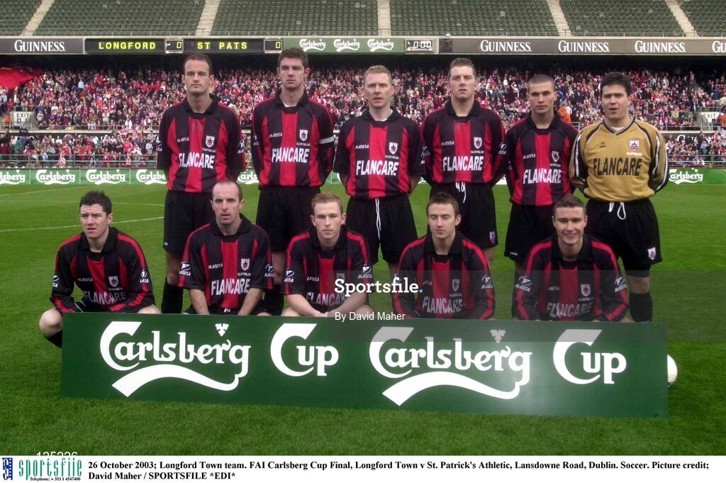 26 October 2003; Longford Town team. FAI Carlsberg Cup Final, Longford Town v St. Patrick's Athletic, Lansdowne Road, Dublin. Soccer. Picture credit; David Maher / SPORTSFILE *EDI*