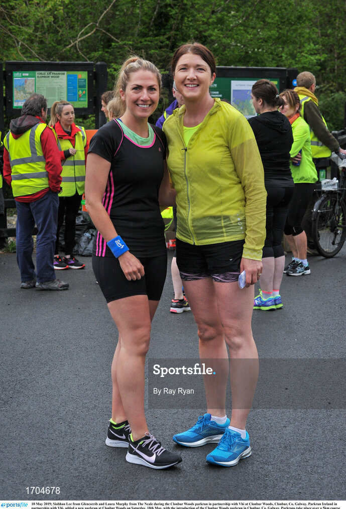 18 May 2019; Siobhan Lee from Glencorrib and Laura Murphy from The Neale during the Clonbur Woods parkrun in partnership with Vhi at Clonbur Woods, Clonbur, Co. Galway. Parkrun Ireland in partnership with Vhi, added a new parkrun at Clonbur Woods on Saturday, 18th May, with the introduction of the Clonbur Woods parkrun in Clonbur, Co. Galway. Parkruns take place over a 5km course weekly, are free to enter and are open to all ages and abilities, providing a fun and safe environment to enjoy exercise. To register for a parkrun near you visit www.parkrun.ie. Photo by Ray Ryan/Sportsfile