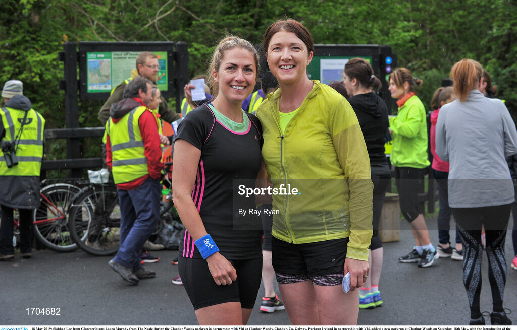 18 May 2019; Siobhan Lee from Glencorrib and Laura Murphy from The Neale during the Clonbur Woods parkrun in partnership with Vhi at Clonbur Woods, Clonbur, Co. Galway. Parkrun Ireland in partnership with Vhi, added a new parkrun at Clonbur Woods on Saturday, 18th May, with the introduction of the Clonbur Woods parkrun in Clonbur, Co. Galway. Parkruns take place over a 5km course weekly, are free to enter and are open to all ages and abilities, providing a fun and safe environment to enjoy exercise. To register for a parkrun near you visit www.parkrun.ie. Photo by Ray Ryan/Sportsfile