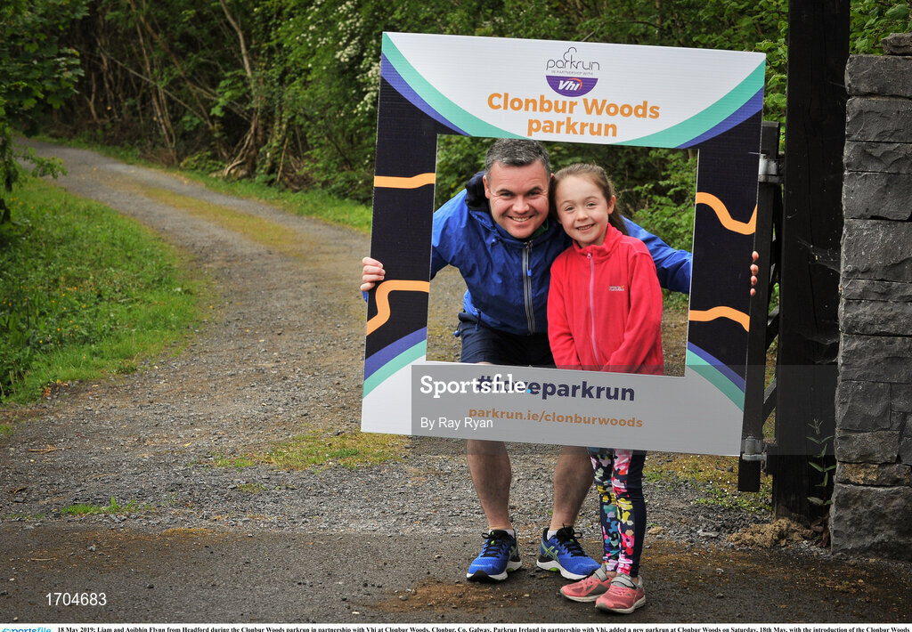18 May 2019; Liam and Aoibhin Flynn from Headford during the Clonbur Woods parkrun in partnership with Vhi at Clonbur Woods, Clonbur, Co. Galway. Parkrun Ireland in partnership with Vhi, added a new parkrun at Clonbur Woods on Saturday, 18th May, with the introduction of the Clonbur Woods parkrun in Clonbur, Co. Galway. Parkruns take place over a 5km course weekly, are free to enter and are open to all ages and abilities, providing a fun and safe environment to enjoy exercise. To register for a parkrun near you visit www.parkrun.ie. Photo by Ray Ryan/Sportsfile