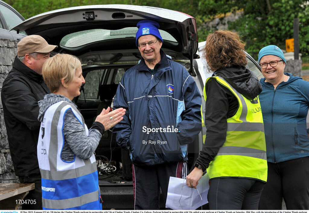 18 May 2019; Eamonn O'Cuiv TD during the Clonbur Woods parkrun in partnership with Vhi at Clonbur Woods, Clonbur, Co. Galway. Parkrun Ireland in partnership with Vhi, added a new parkrun at Clonbur Woods on Saturday, 18th May, with the introduction of the Clonbur Woods parkrun in Clonbur, Co. Galway. Parkruns take place over a 5km course weekly, are free to enter and are open to all ages and abilities, providing a fun and safe environment to enjoy exercise. To register for a parkrun near you visit www.parkrun.ie. Photo by Ray Ryan/Sportsfile