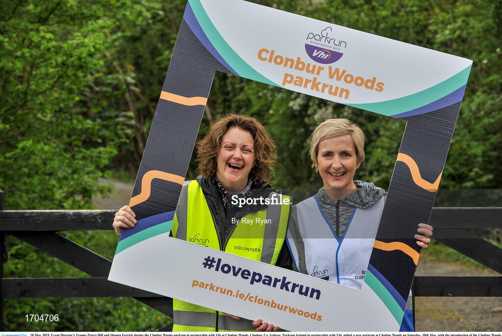 18 May 2019; Event Director's Yvonne Peters Hill and Shauna Feerick during the Clonbur Woods parkrun in partnership with Vhi at Clonbur Woods, Clonbur, Co. Galway. Parkrun Ireland in partnership with Vhi, added a new parkrun at Clonbur Woods on Saturday, 18th May, with the introduction of the Clonbur Woods parkrun in Clonbur, Co. Galway. Parkruns take place over a 5km course weekly, are free to enter and are open to all ages and abilities, providing a fun and safe environment to enjoy exercise. To register for a parkrun near you visit www.parkrun.ie. Photo by Ray Ryan/Sportsfile