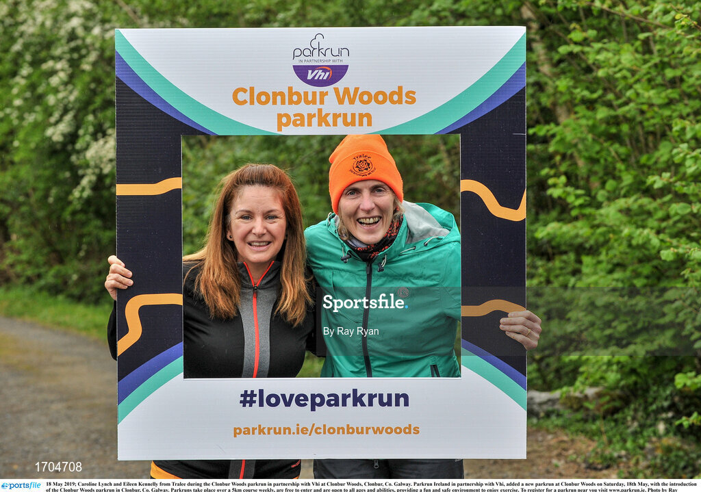 18 May 2019; Caroline Lynch and Eileen Kennelly from Tralee during the Clonbur Woods parkrun in partnership with Vhi at Clonbur Woods, Clonbur, Co. Galway. Parkrun Ireland in partnership with Vhi, added a new parkrun at Clonbur Woods on Saturday, 18th May, with the introduction of the Clonbur Woods parkrun in Clonbur, Co. Galway. Parkruns take place over a 5km course weekly, are free to enter and are open to all ages and abilities, providing a fun and safe environment to enjoy exercise. To register for a parkrun near you visit www.parkrun.ie. Photo by Ray Ryan/Sportsfile
