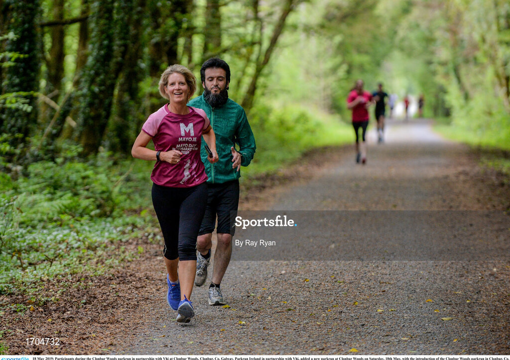 18 May 2019; Participants during the Clonbur Woods parkrun in partnership with Vhi at Clonbur Woods, Clonbur, Co. Galway. Parkrun Ireland in partnership with Vhi, added a new parkrun at Clonbur Woods on Saturday, 18th May, with the introduction of the Clonbur Woods parkrun in Clonbur, Co. Galway. Parkruns take place over a 5km course weekly, are free to enter and are open to all ages and abilities, providing a fun and safe environment to enjoy exercise. To register for a parkrun near you visit www.parkrun.ie. Photo by Ray Ryan/Sportsfile