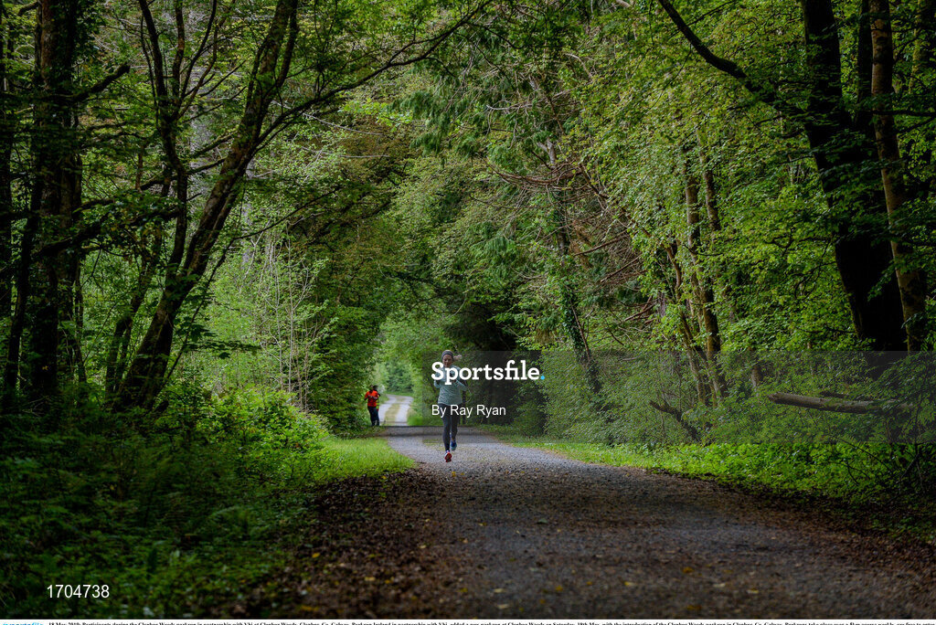 18 May 2019; Participants during the Clonbur Woods parkrun in partnership with Vhi at Clonbur Woods, Clonbur, Co. Galway. Parkrun Ireland in partnership with Vhi, added a new parkrun at Clonbur Woods on Saturday, 18th May, with the introduction of the Clonbur Woods parkrun in Clonbur, Co. Galway. Parkruns take place over a 5km course weekly, are free to enter and are open to all ages and abilities, providing a fun and safe environment to enjoy exercise. To register for a parkrun near you visit www.parkrun.ie. Photo by Ray Ryan/Sportsfile