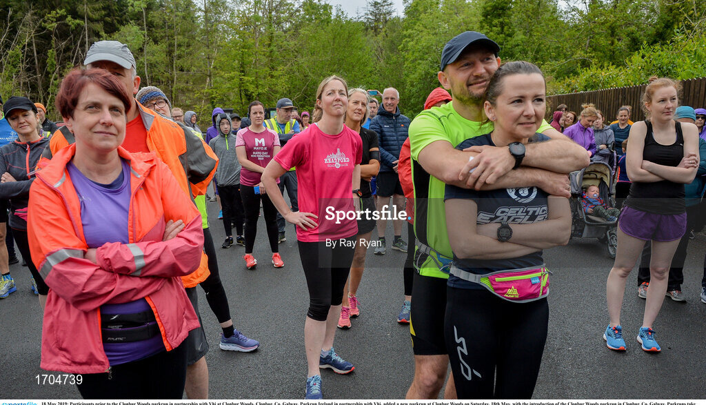 18 May 2019; Participants prior to the Clonbur Woods parkrun in partnership with Vhi at Clonbur Woods, Clonbur, Co. Galway. Parkrun Ireland in partnership with Vhi, added a new parkrun at Clonbur Woods on Saturday, 18th May, with the introduction of the Clonbur Woods parkrun in Clonbur, Co. Galway. Parkruns take place over a 5km course weekly, are free to enter and are open to all ages and abilities, providing a fun and safe environment to enjoy exercise. To register for a parkrun near you visit www.parkrun.ie. Photo by Ray Ryan/Sportsfile