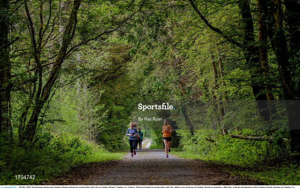 18 May 2019; Participants during the Clonbur Woods parkrun in partnership with Vhi at Clonbur Woods, Clonbur, Co. Galway. Parkrun Ireland in partnership with Vhi, added a new parkrun at Clonbur Woods on Saturday, 18th May, with the introduction of the Clonbur Woods parkrun in Clonbur, Co. Galway. Parkruns take place over a 5km course weekly, are free to enter and are open to all ages and abilities, providing a fun and safe environment to enjoy exercise. To register for a parkrun near you visit www.parkrun.ie. Photo by Ray Ryan/Sportsfile