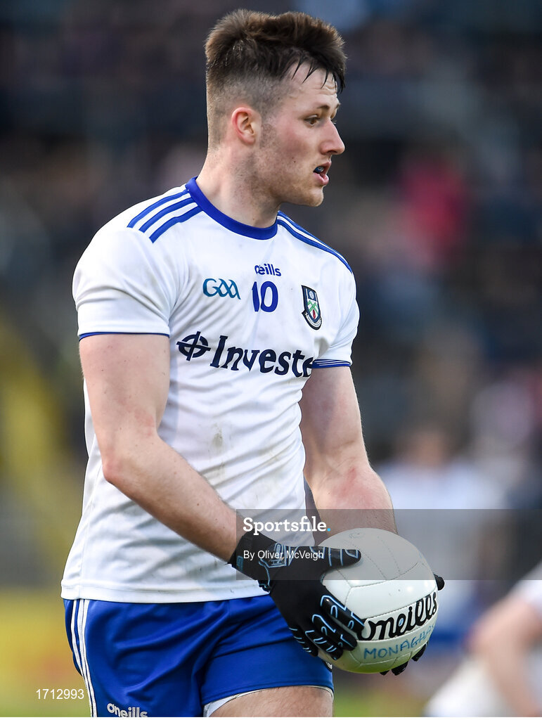 18 May 2019; Dessie Ward of Monaghan during the Ulster GAA Football Senior Championship quarter-final match between Cavan and Monaghan at Kingspan Breffni in Cavan. Photo by Oliver McVeigh/Sportsfile