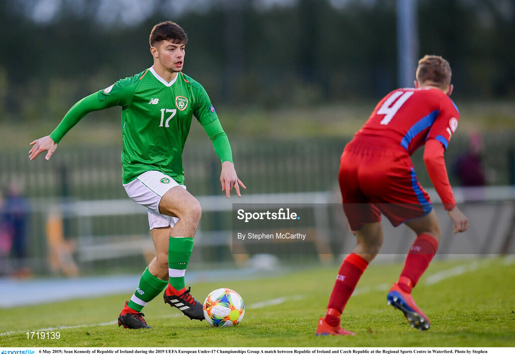 6 May 2019; Sean Kennedy of Republic of Ireland during the 2019 UEFA European Under-17 Championships Group A match between Republic of Ireland and Czech Republic at the Regional Sports Centre in Waterford. Photo by Stephen McCarthy/Sportsfile
