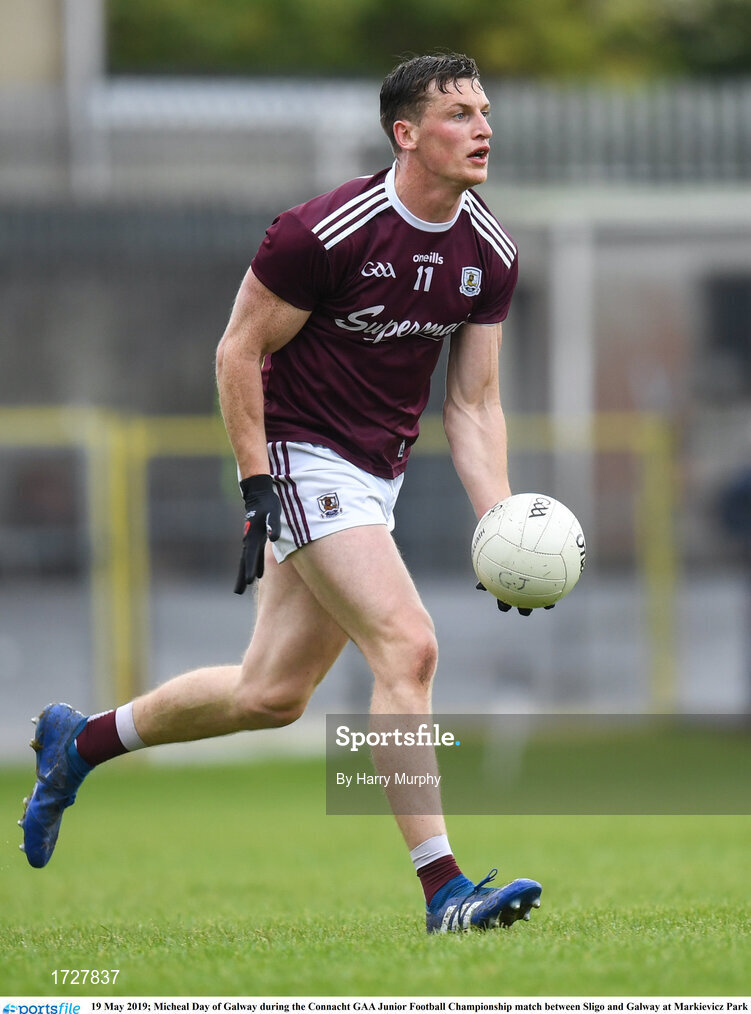 19 May 2019; Micheal Day of Galway during the Connacht GAA Junior Football Championship match between Sligo and Galway at Markievicz Park in Sligo. Photo by Harry Murphy/Sportsfile