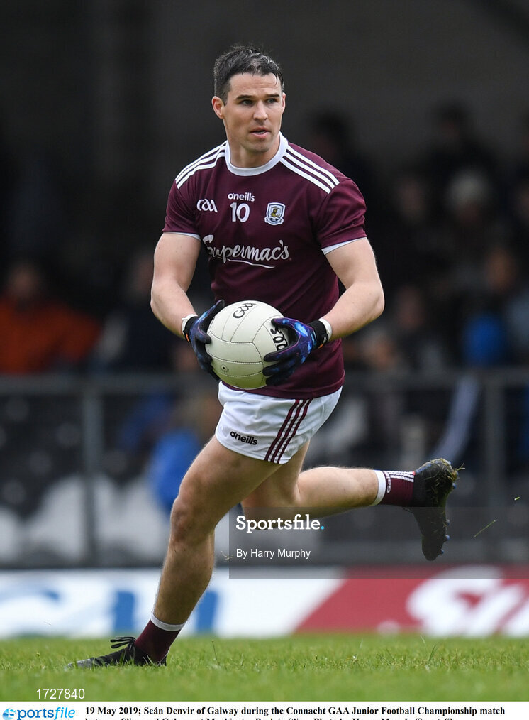 19 May 2019; Seán Denvir of Galway during the Connacht GAA Junior Football Championship match between Sligo and Galway at Markievicz Park in Sligo. Photo by Harry Murphy/Sportsfile