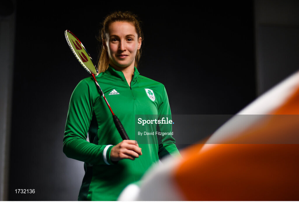 7 June 2019; Team Ireland badminton player Chloe Magee after being announced as the Ireland flagbearer at the European Games in Minsk, at the Sport Ireland Institute in Abbotstown, Dublin. Photo by David Fitzgerald/Sportsfile