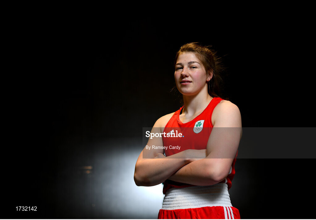 30 May 2019; Team Ireland boxer Aoife O’Rourke prepares for competition at the European Games in Minsk at the Sport Ireland Institute in Abbotstown, Dublin. Photo by Ramsey Cardy/Sportsfile