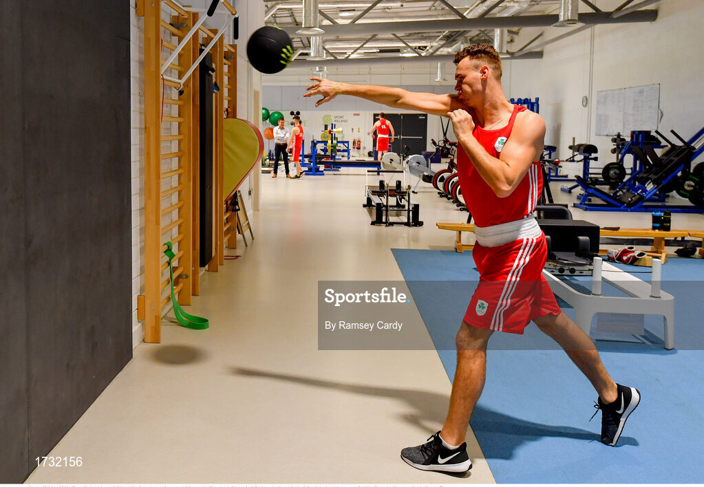 30 May 2019; Team Ireland boxer Michael Nevin prepares for competition at the European Games in Minsk at the Sport Ireland Institute in Abbotstown, Dublin. Photo by Ramsey Cardy/Sportsfile