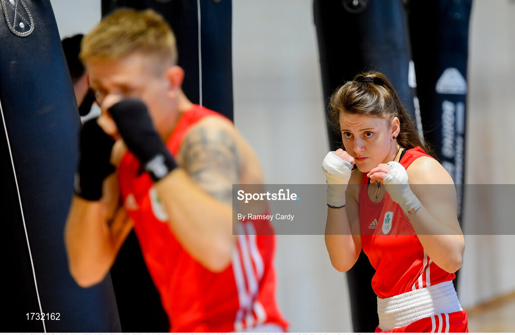 30 May 2019; Team Ireland boxers Michaela Walsh, right, and Kurt Walker prepare for competition at the European Games in Minsk at the Sport Ireland Institute in Abbotstown, Dublin. Photo by Ramsey Cardy/Sportsfile