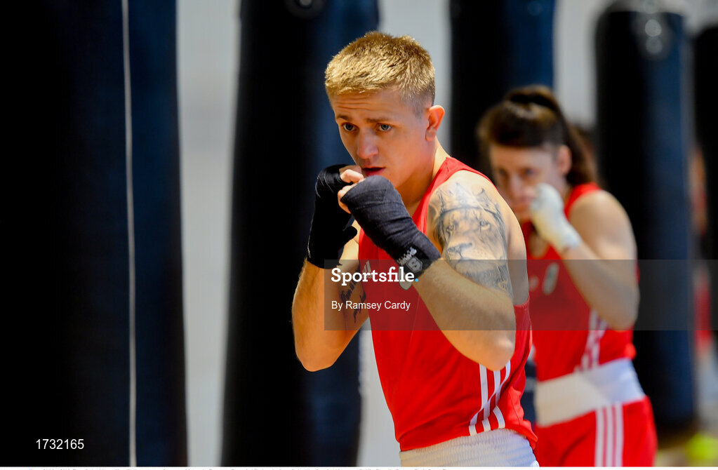 30 May 2019; Team Ireland boxer Kurt Walker prepares for competition at the European Games in Minsk at the Sport Ireland Institute in Abbotstown, Dublin. Photo by Ramsey Cardy/Sportsfile