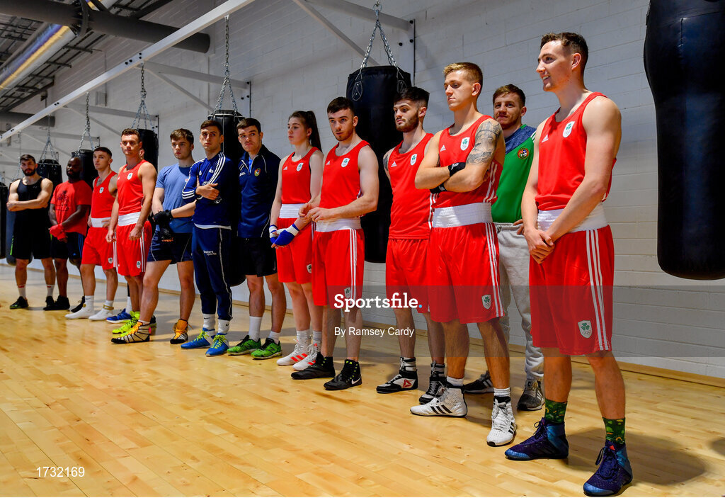 30 May 2019; Team Ireland boxer Brendan Irvine, right, prepares for competition at the European Games in Minsk at the Sport Ireland Institute in Abbotstown, Dublin. Photo by Ramsey Cardy/Sportsfile