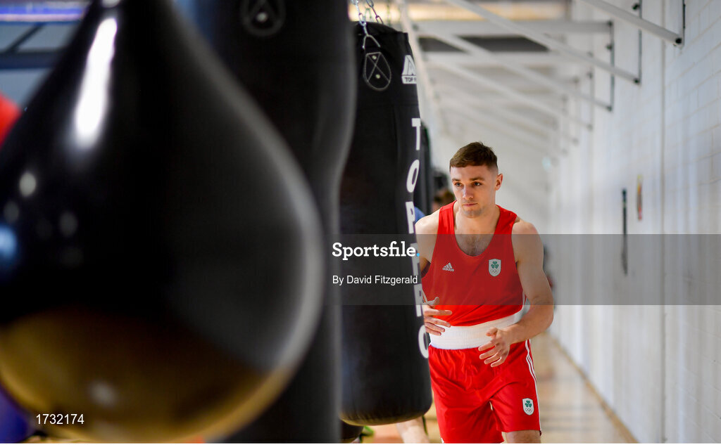 30 May 2019; Team Ireland boxer Tony Browne prepares for competition at the European Games in Minsk at the Sport Ireland Institute in Abbotstown, Dublin. Photo by David Fitzgerald/Sportsfile