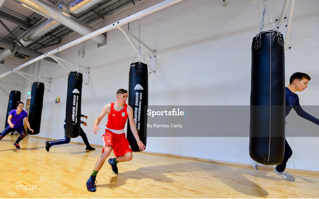 30 May 2019; Team Ireland boxer Brendan Irvine, centre, prepares for competition at the European Games in Minsk at the Sport Ireland Institute in Abbotstown, Dublin. Photo by Ramsey Cardy/Sportsfile