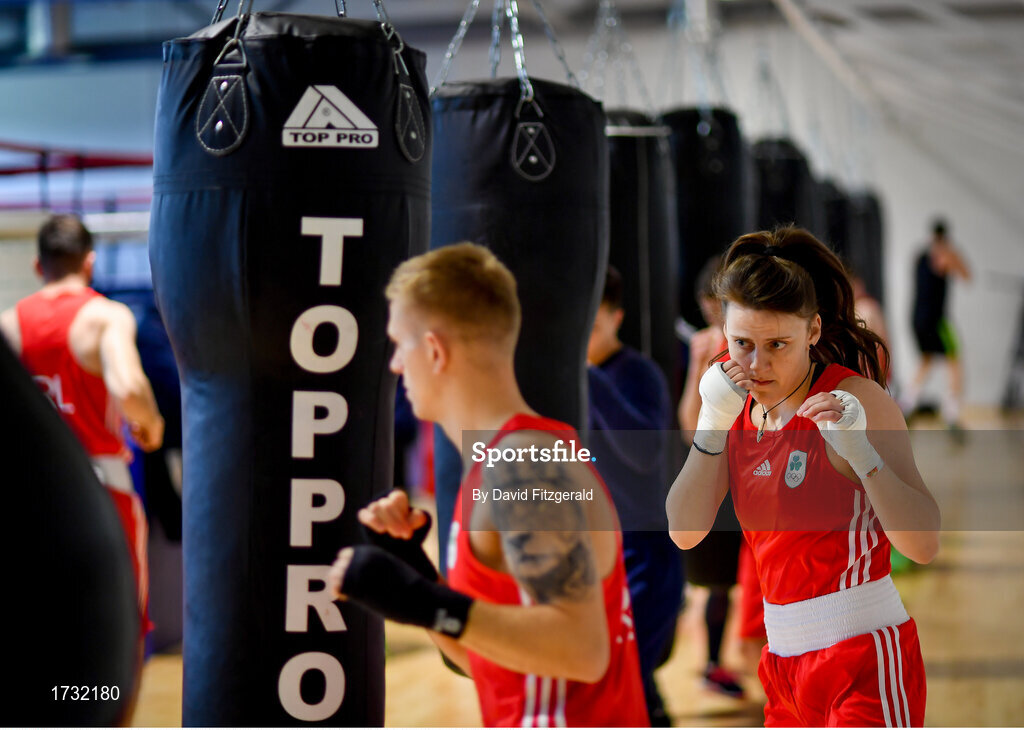 30 May 2019; Team Ireland boxer Michaela Walsh prepares for competition at the European Games in Minsk at the Sport Ireland Institute in Abbotstown, Dublin. Photo by David Fitzgerald/Sportsfile