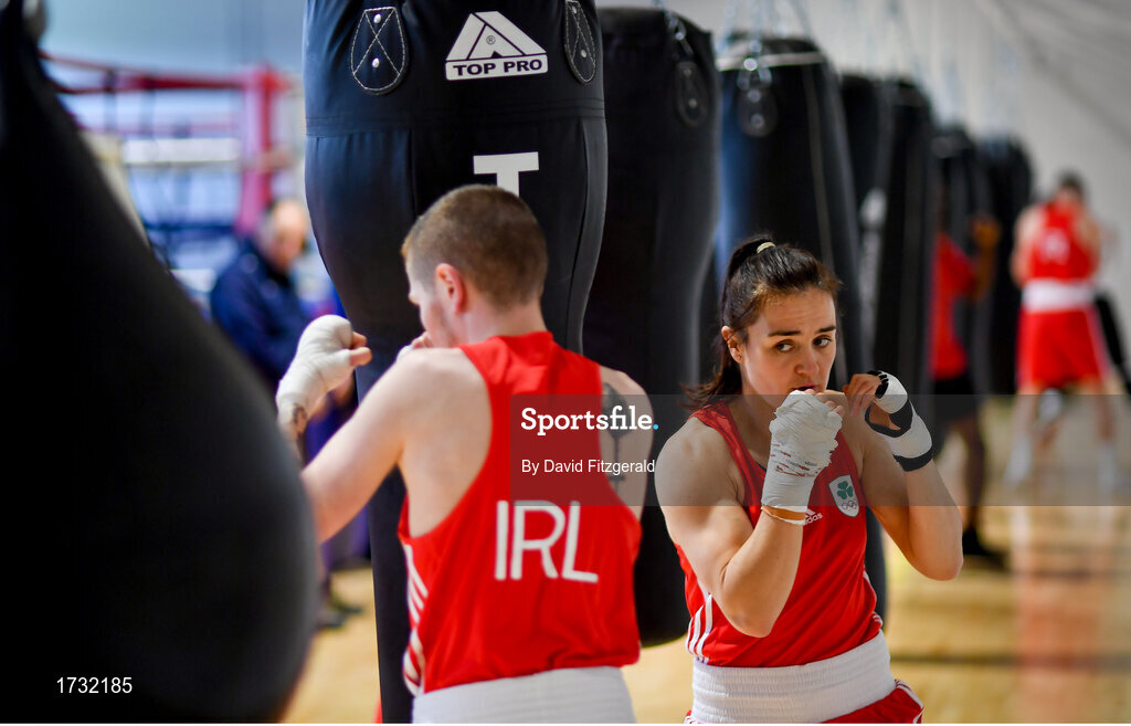 30 May 2019; Team Ireland boxer Kellie Harrington prepares for competition at the European Games in Minsk at the Sport Ireland Institute in Abbotstown, Dublin. Photo by David Fitzgerald/Sportsfile