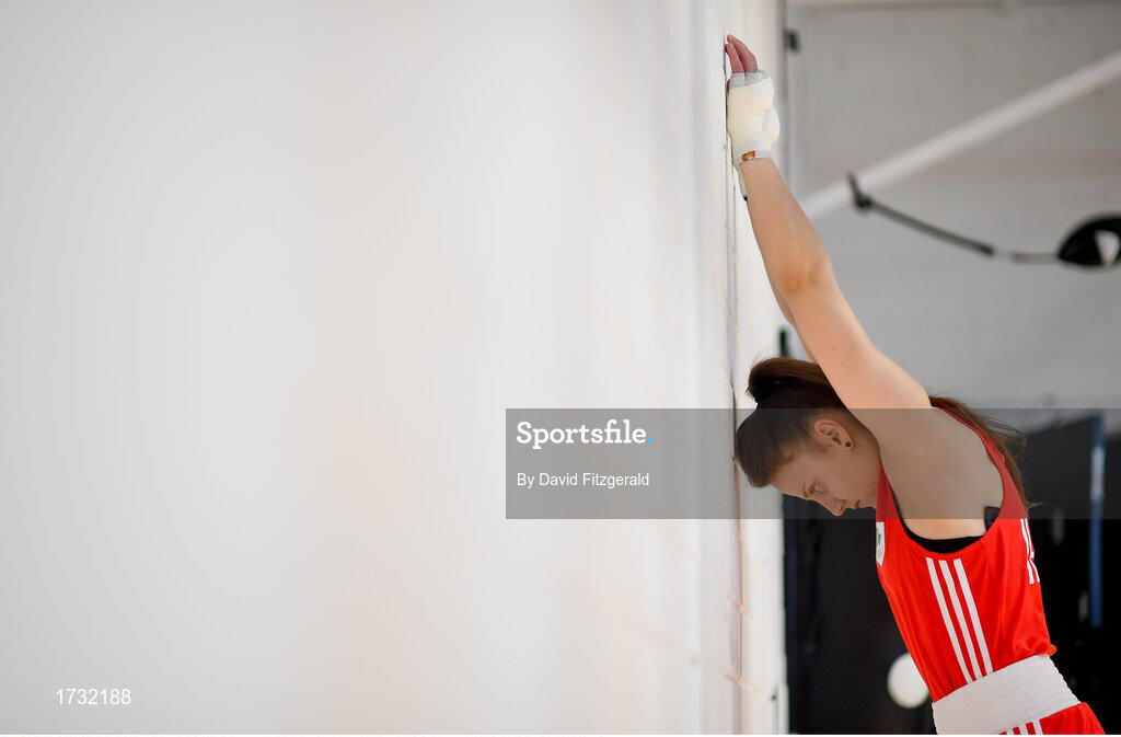 30 May 2019; Team Ireland boxer Michaela Walsh prepares for competition at the European Games in Minsk at the Sport Ireland Institute in Abbotstown, Dublin. Photo by David Fitzgerald/Sportsfile