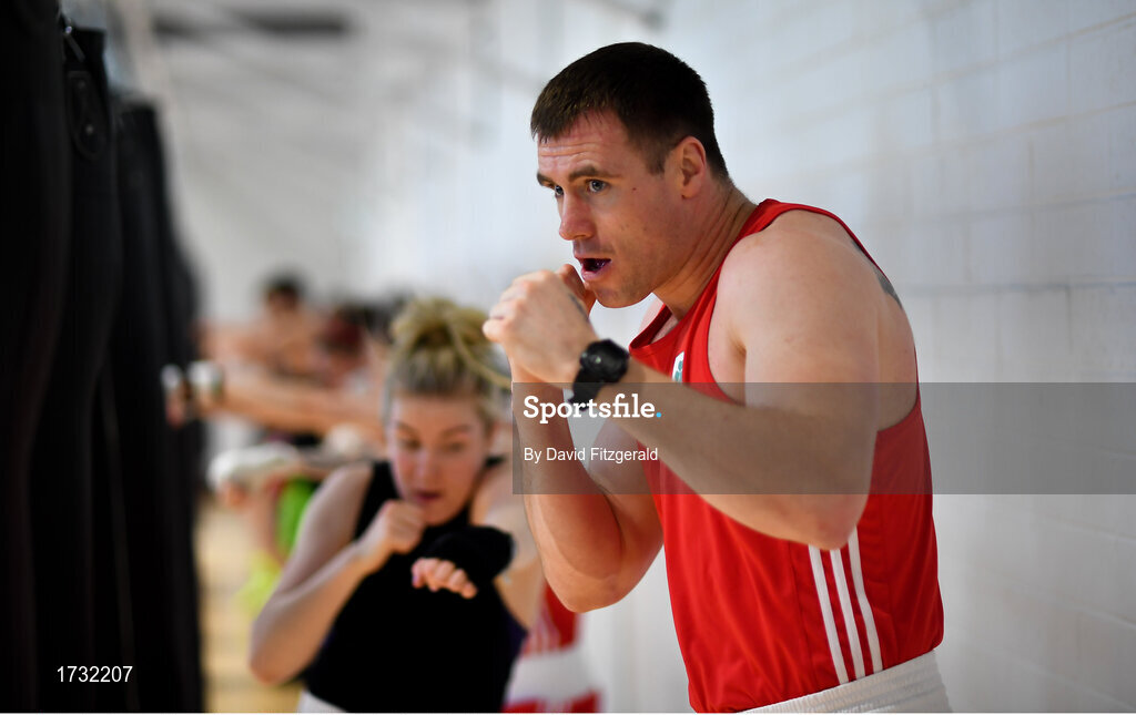 30 May 2019; Team Ireland boxer Dean Gardiner prepares for competition at the European Games in Minsk at the Sport Ireland Institute in Abbotstown, Dublin. Photo by David Fitzgerald/Sportsfile