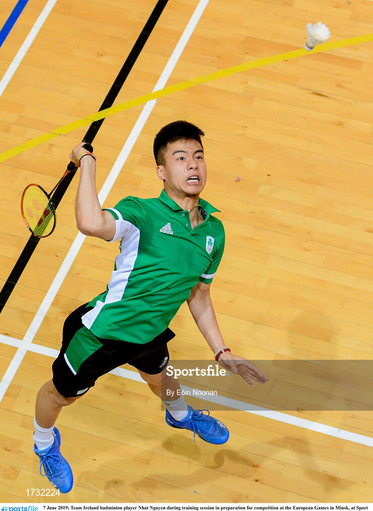 7 June 2019; Team Ireland badminton player Nhat Nguyen during training session in preparation for competition at the European Games in Minsk, at Sport Ireland Institute in Abbotstown, Dublin. Photo by Eóin Noonan/Sportsfile