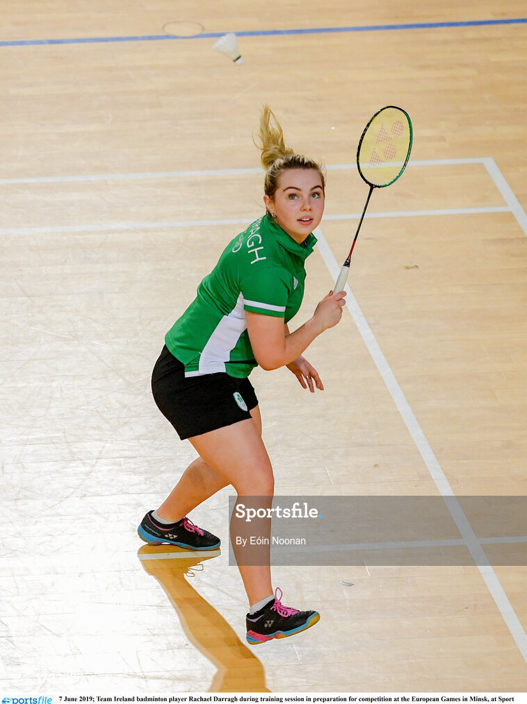 7 June 2019; Team Ireland badminton player Rachael Darragh during training session in preparation for competition at the European Games in Minsk, at Sport Ireland Institute in Abbotstown, Dublin. Photo by Eóin Noonan/Sportsfile