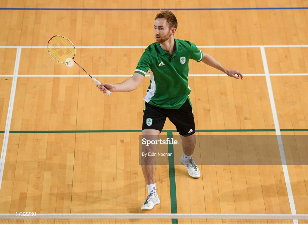 7 June 2019; Team Ireland badminton player Sam Magee during training session in preparation for competition at the European Games in Minsk, at Sport Ireland Institute in Abbotstown, Dublin. Photo by Eóin Noonan/Sportsfile
