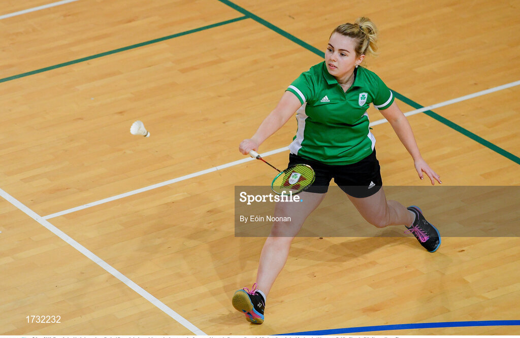 7 June 2019; Team Ireland badminton player Rachael Darragh during training session in preparation for competition at the European Games in Minsk, at Sport Ireland Institute in Abbotstown, Dublin. Photo by Eóin Noonan/Sportsfile