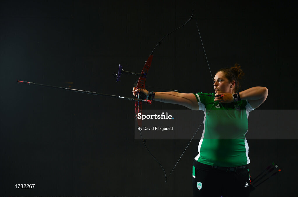 7 June 2019; Team Ireland archer Maeve Reidy prepares for competition at the European Games in Minsk, at Sport Ireland Institute in Abbotstown, Dublin. Photo by David Fitzgerald/Sportsfile