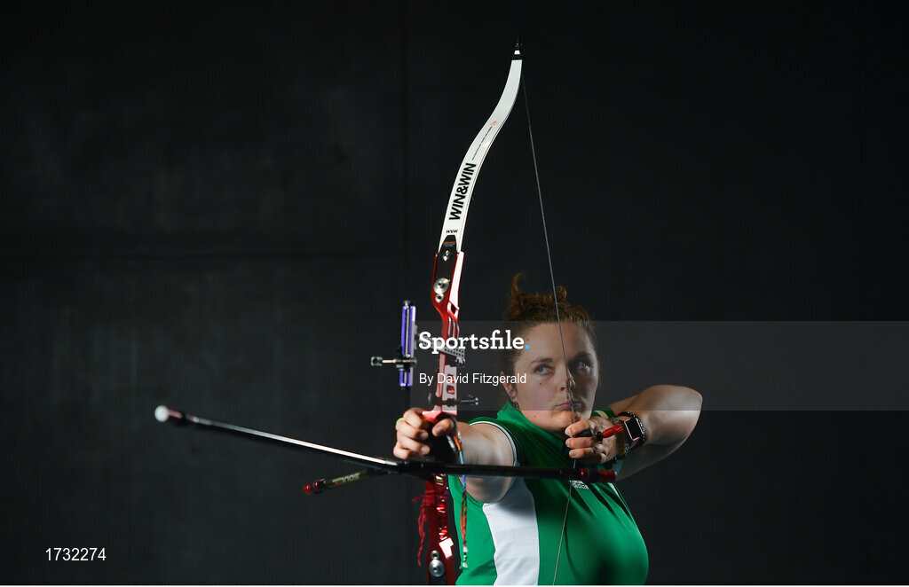 7 June 2019; Team Ireland archer Maeve Reidy prepares for competition at the European Games in Minsk, at Sport Ireland Institute in Abbotstown, Dublin. Photo by David Fitzgerald/Sportsfile