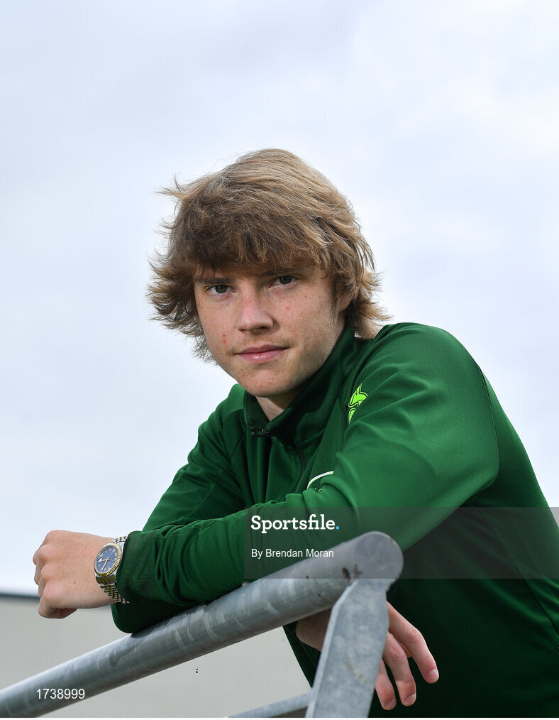 25 June 2019; Luca Connell poses for a portrait during a Republic of Ireland Under-19 squad press conference at the FAI National Training Centre in Abbotstown, Dublin. Photo by Brendan Moran/Sportsfile