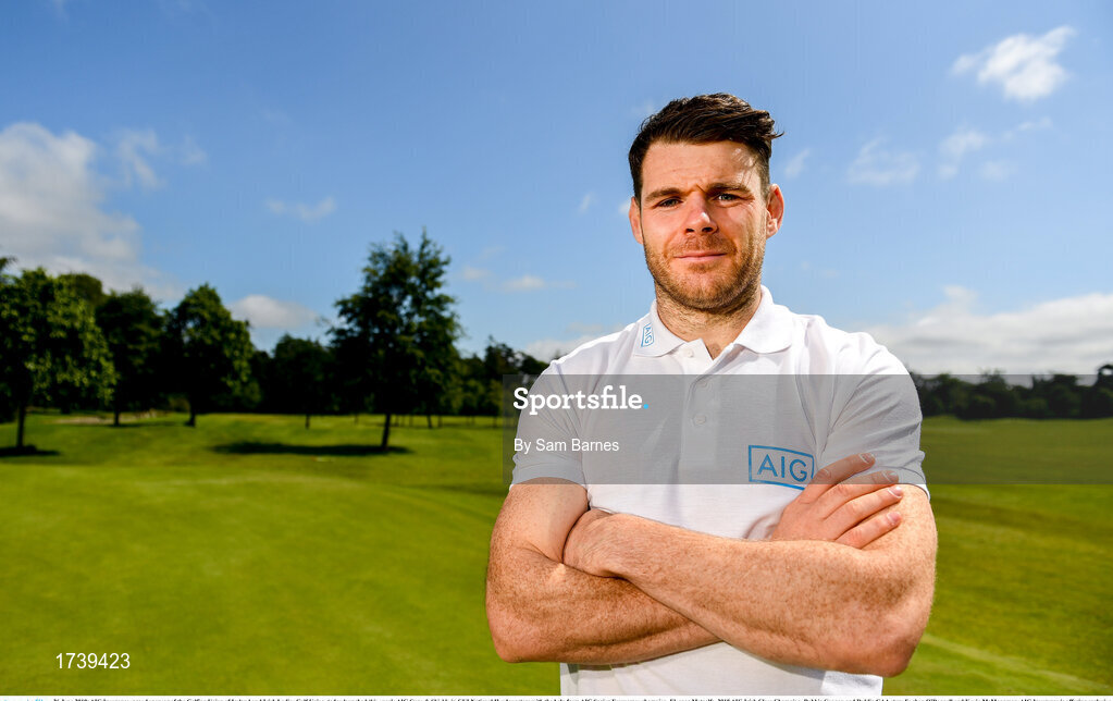 26 June 2019; AIG Insurance, proud sponsor of the Golfing Union of Ireland and Irish Ladies Golf Union, today launched this year’s AIG Cups & Shields in GUI National Headquarters with the help from AIG Senior Foursomes champion, Eleanor Metcalfe, 2018 AIG Irish Close Champion, Robbie Cannon and Dublin GAA stars Eoghan O’Donnell and Kevin McManamon. AIG Insurance is offering exclusive discount to GUI and ILGU members. For a quote, go to www.aig.ie/golfer or call 1890 405 405 and see how much you could save! Pictured at the AIG Insurance GUI & ILGU Cups & Shields Launch at Carton House in Maynooth is Kevin McManamon of Dublin. Photo by Sam Barnes/Sportsfile