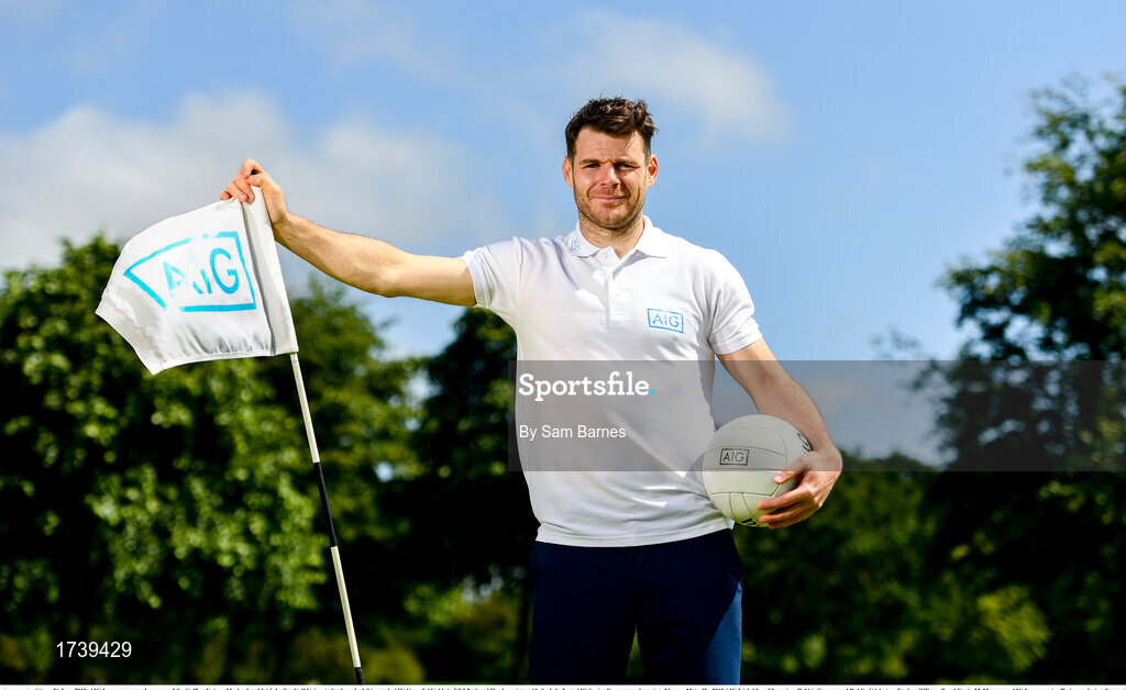 26 June 2019; AIG Insurance, proud sponsor of the Golfing Union of Ireland and Irish Ladies Golf Union, today launched this year’s AIG Cups & Shields in GUI National Headquarters with the help from AIG Senior Foursomes champion, Eleanor Metcalfe, 2018 AIG Irish Close Champion, Robbie Cannon and Dublin GAA stars Eoghan O’Donnell and Kevin McManamon. AIG Insurance is offering exclusive discount to GUI and ILGU members. For a quote, go to www.aig.ie/golfer or call 1890 405 405 and see how much you could save! Pictured at the AIG Insurance GUI & ILGU Cups & Shields Launch at Carton House in Maynooth is Kevin McManamon of Dublin. Photo by Sam Barnes/Sportsfile