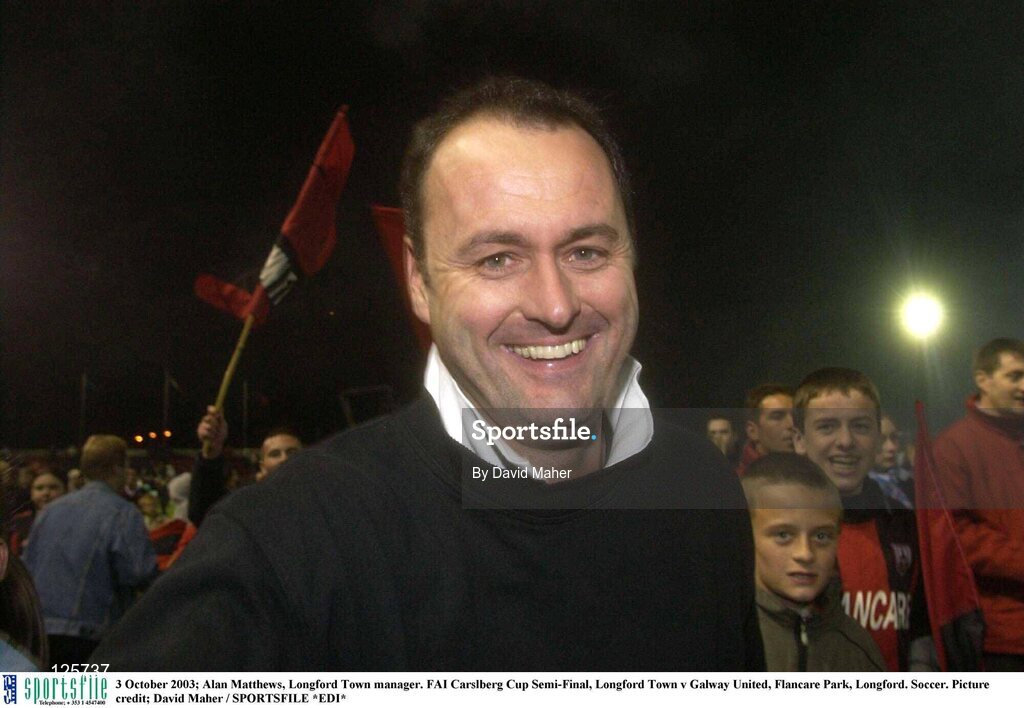 3 October 2003; Alan Mathews, Longford Town manager. FAI Carlsberg Cup Semi-Final, Longford Town v Galway United, Flancare Park, Longford. Soccer. Picture credit; David Maher / SPORTSFILE *EDI*