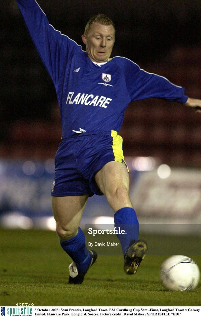 3 October 2003; Sean Francis, Longford Town. FAI Carlsberg Cup Semi-Final, Longford Town v Galway United, Flancare Park, Longford. Soccer. Picture credit; David Maher / SPORTSFILE *EDI*