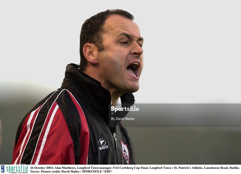 26 October 2003; Alan Mathews, Longford Town manager. FAI Carlsberg Cup Final, Longford Town v St. Patrick's Athletic, Lansdowne Road, Dublin. Soccer. Picture credit; David Maher / SPORTSFILE *EDI*