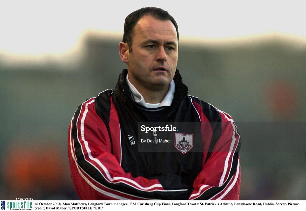 26 October 2003; Alan Mathews, Longford Town manager.  FAI Carlsberg Cup Final, Longford Town v St. Patrick's Athletic, Lansdowne Road, Dublin. Soccer. Picture credit; David Maher / SPORTSFILE *EDI*