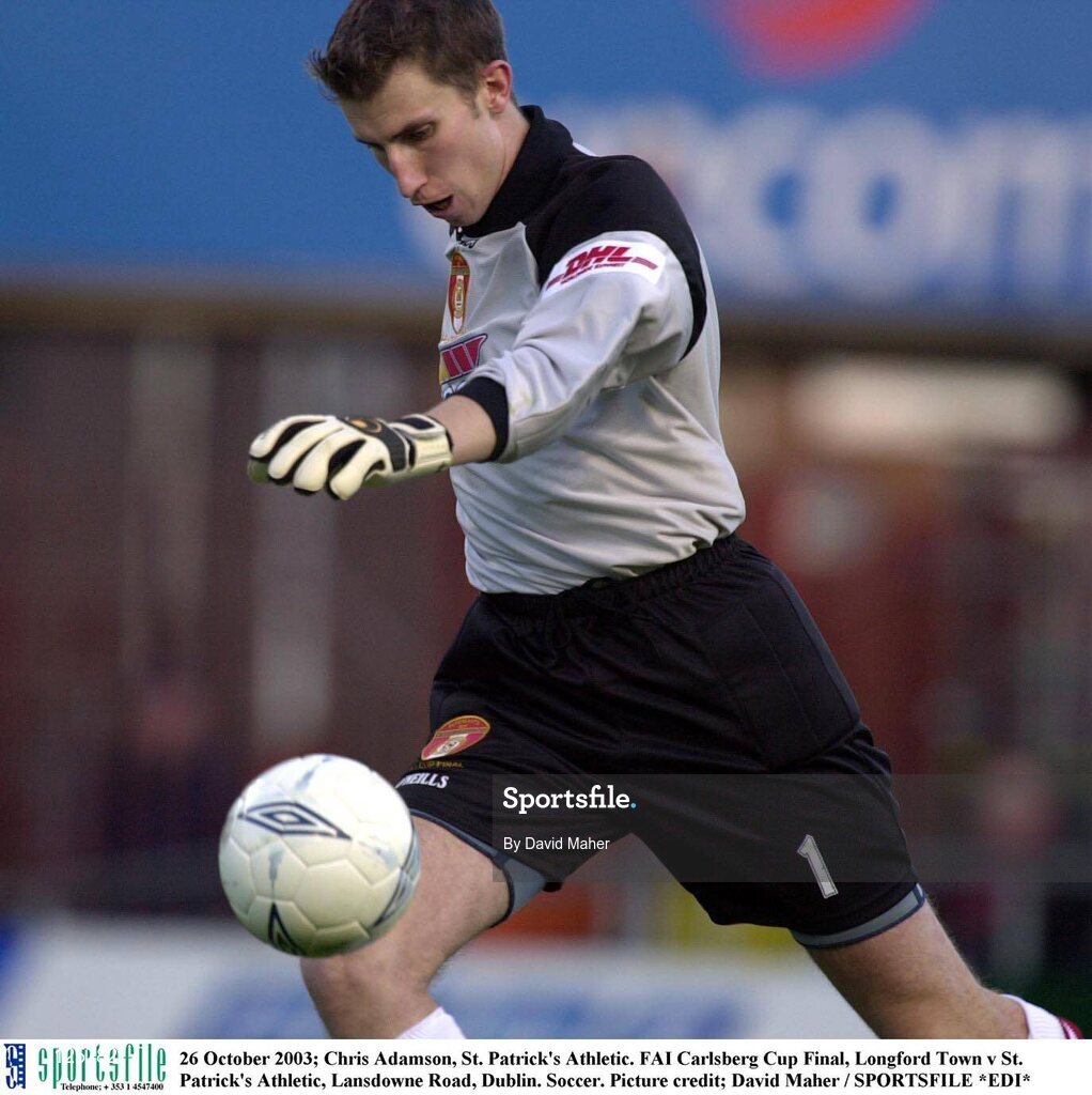 26 October 2003; Chris Adamson, St. Patrick's Athletic. FAI Carlsberg Cup Final, Longford Town v St. Patrick's Athletic, Lansdowne Road, Dublin. Soccer. Picture credit; David Maher / SPORTSFILE *EDI*