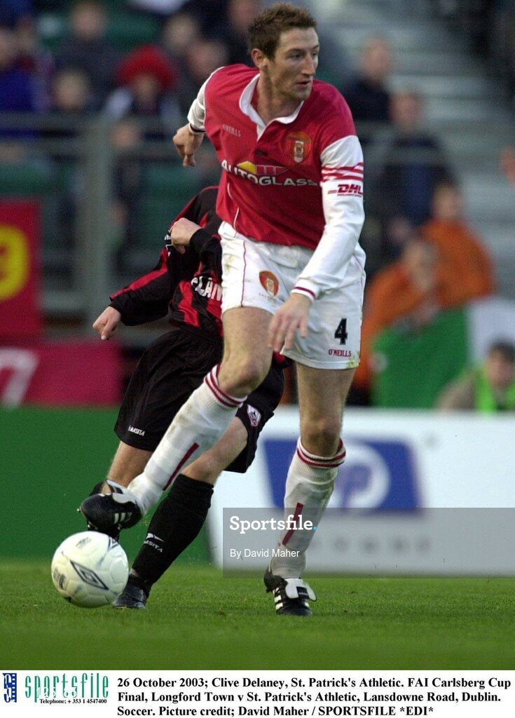 26 October 2003; Clive Delaney, St. Patrick's Athletic. FAI Carlsberg Cup Final, Longford Town v St. Patrick's Athletic, Lansdowne Road, Dublin. Soccer. Picture credit; David Maher / SPORTSFILE *EDI*