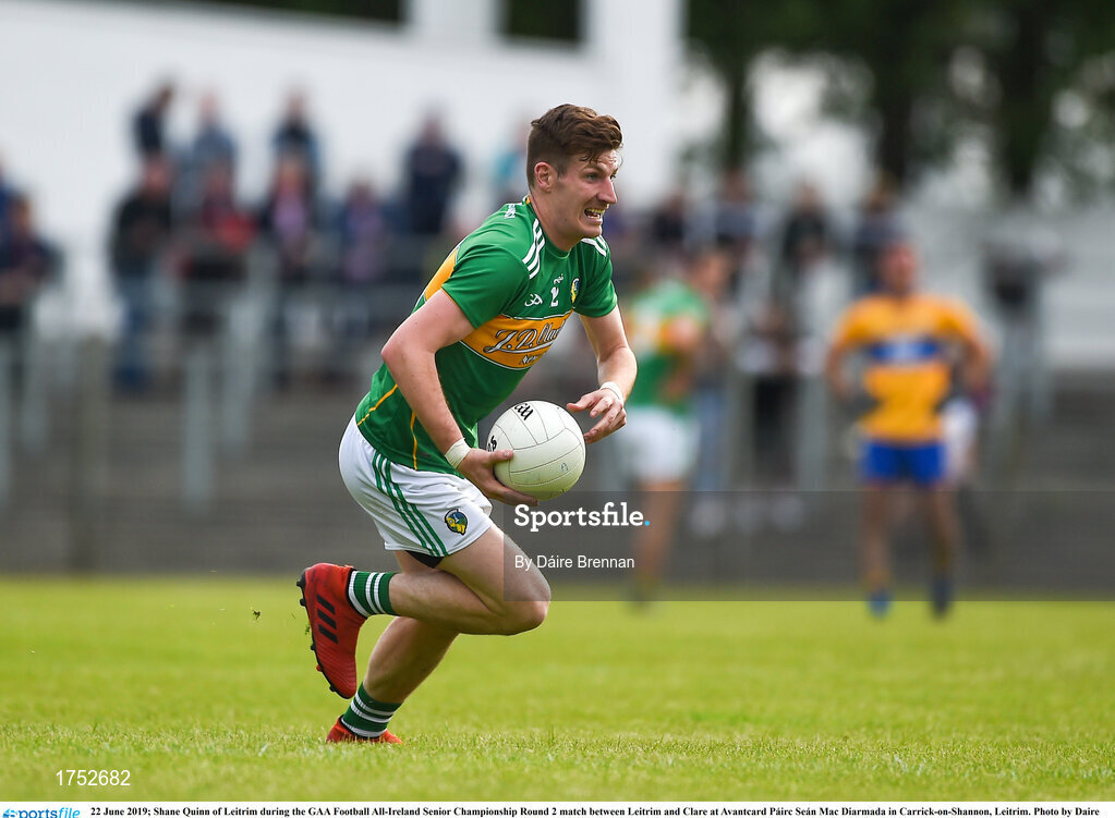 22 June 2019; Shane Quinn of Leitrim during the GAA Football All-Ireland Senior Championship Round 2 match between Leitrim and Clare at Avantcard Páirc Seán Mac Diarmada in Carrick-on-Shannon, Leitrim. Photo by Daire Brennan/Sportsfile